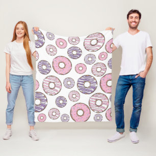 Mönster, Rosa Donuts, Lila Donuts Fleecefilt