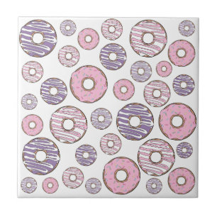 Mönster, Rosa Donuts, Lila Donuts Kakelplatta