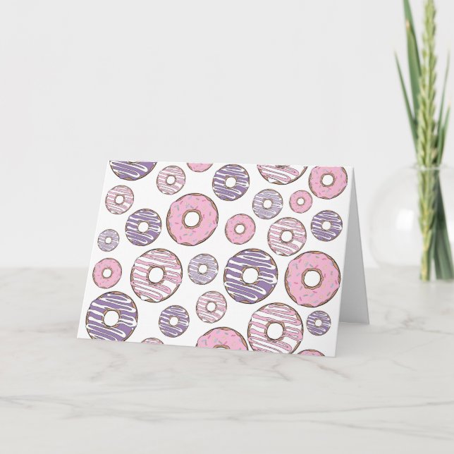 Mönster, Rosa Donuts, Lila Donuts Kort (Framsida)