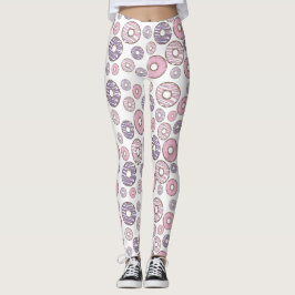 Mönster, Rosa Donuts, Lila Donuts Leggings