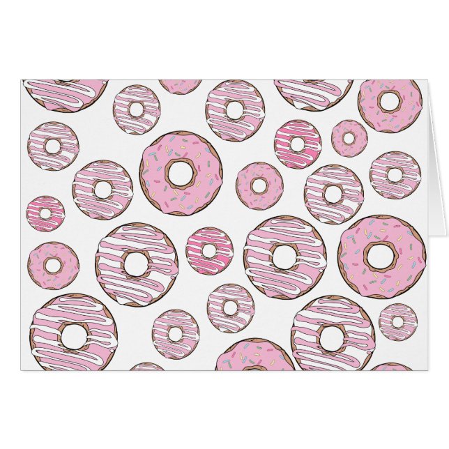 Mönster, Rosa Donuts, Sprinkles Hälsningskort (Framsidan Horizontal)