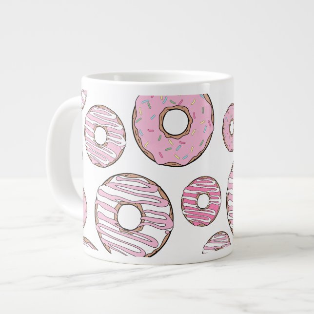 Mönster, Rosa Donuts, Sprinkles Jumbo Mugg (Framsida vänster)
