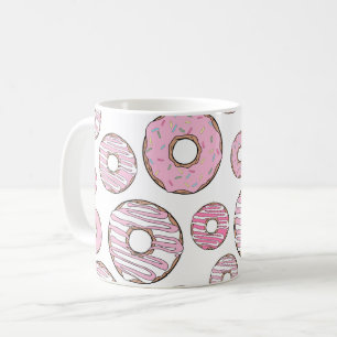 Mönster, Rosa Donuts, Sprinkles Kaffemugg