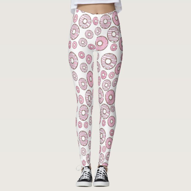 Mönster, Rosa Donuts, Sprinkles Leggings (Framsida)