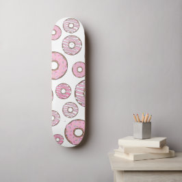 Mönster, Rosa Donuts, Sprinkles Mini Skateboard Bräda 18,5 Cm