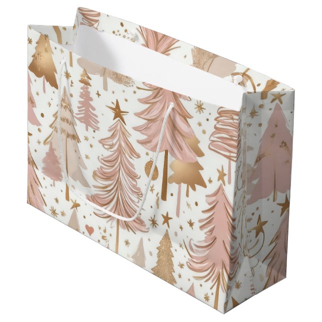 Mönster  Rosa ros Guld Julgranar (Framsidan Vinklad)