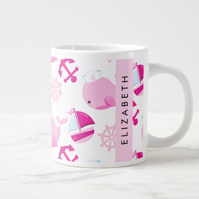 Mönster, Rosa valar, ditt namn Jumbo Mugg (Höger)
