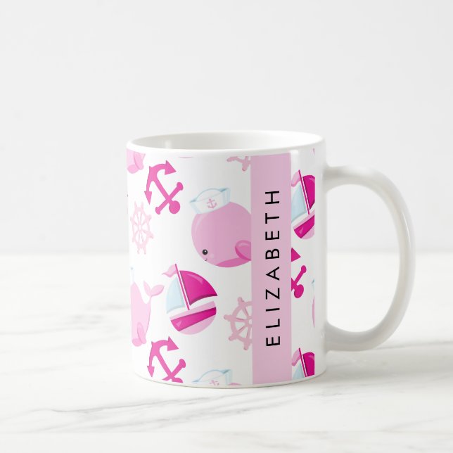 Mönster, Rosa valar, ditt namn Kaffemugg (Höger)