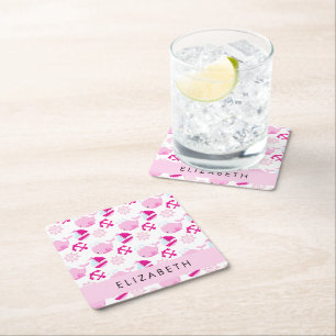 Mönster, Rosa valar, ditt namn Underlägg Papper Kvadrat