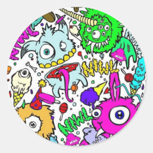monster runt klistermärke
