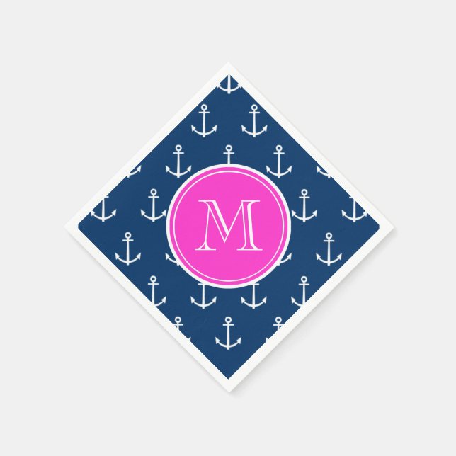 Mönster, Shock rosa Monogram Pappersservett (Hörn)