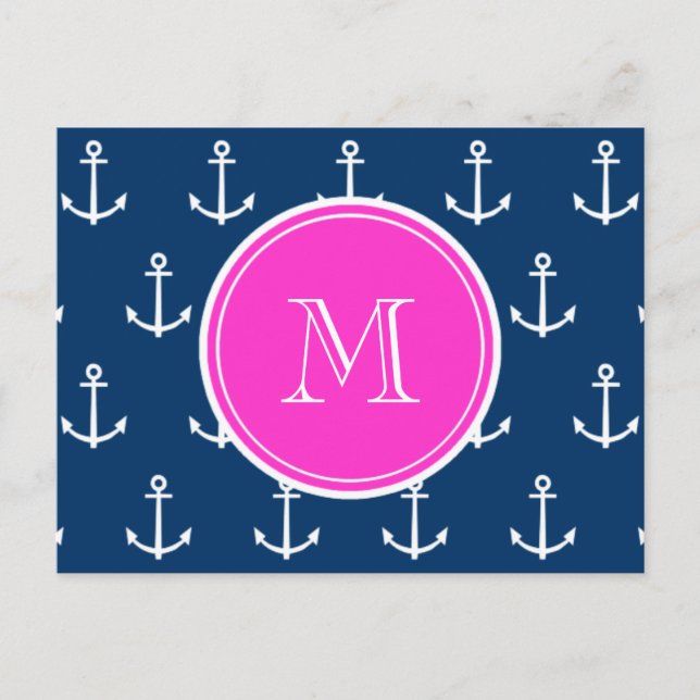 Mönster, Shock rosa Monogram Vykort (Framsida)