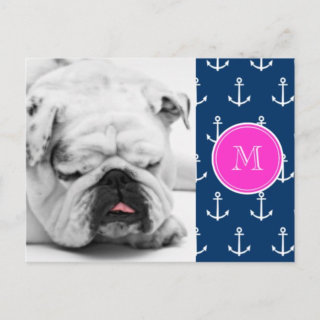 Mönster, Shock rosa Monogram Vykort (Framsida)