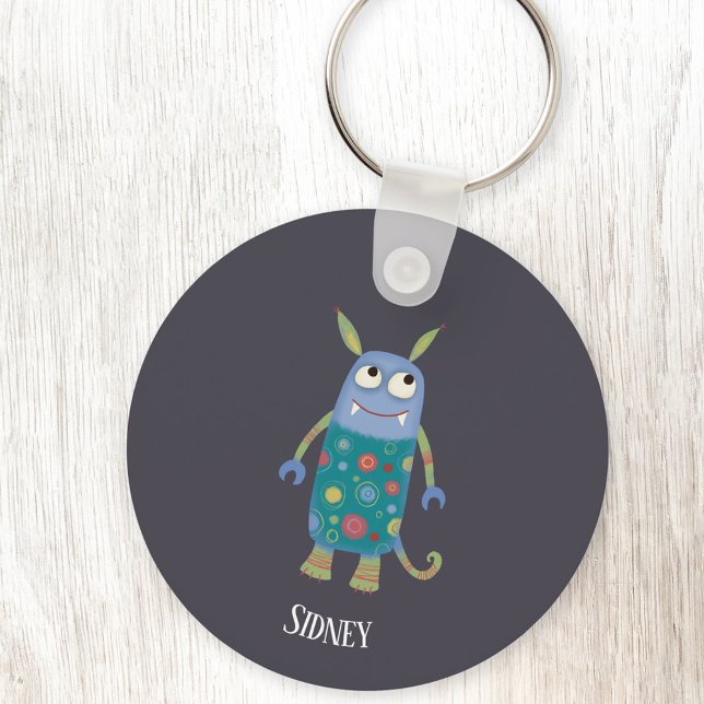 Monster Sidney Anpassat namn Nyckelring (Personalized name cute monster keyring)