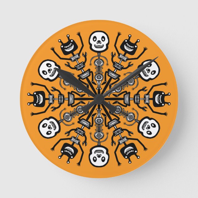 Monster & Skeleton Rund Klocka (Framsida)