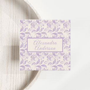Mönster-skript med minimal Violet Lavender Löv Fyrkantigt Visitkort