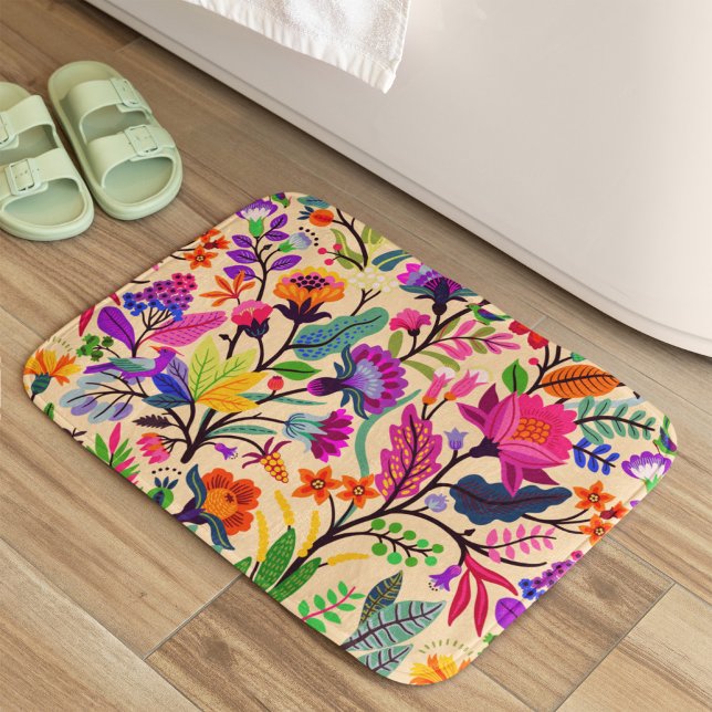 Mönster skriver ut färgstarka Blommigtar Illustrat Badrumsmatta (Skapare uppladdad)