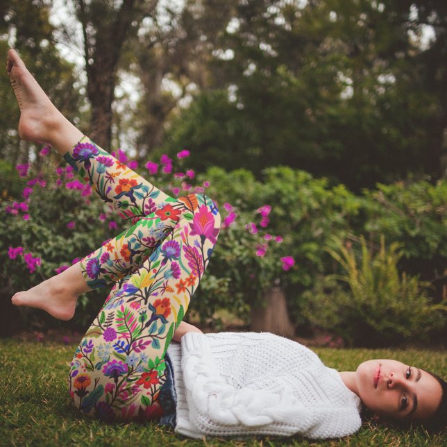 Mönster skriver ut färgstarka Blommigtar Illustrat Leggings (Skapare uppladdad)