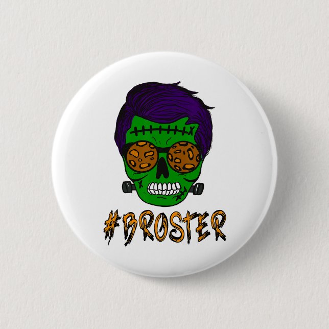 Monster Skull Broster Halloween Matching F Knapp (Framsida)