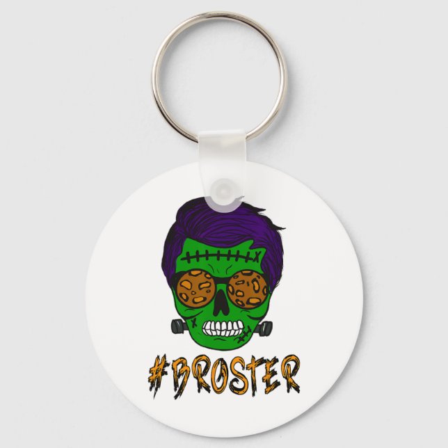 Monster Skull Broster Halloween Matching F Nyckelring (Framsida)