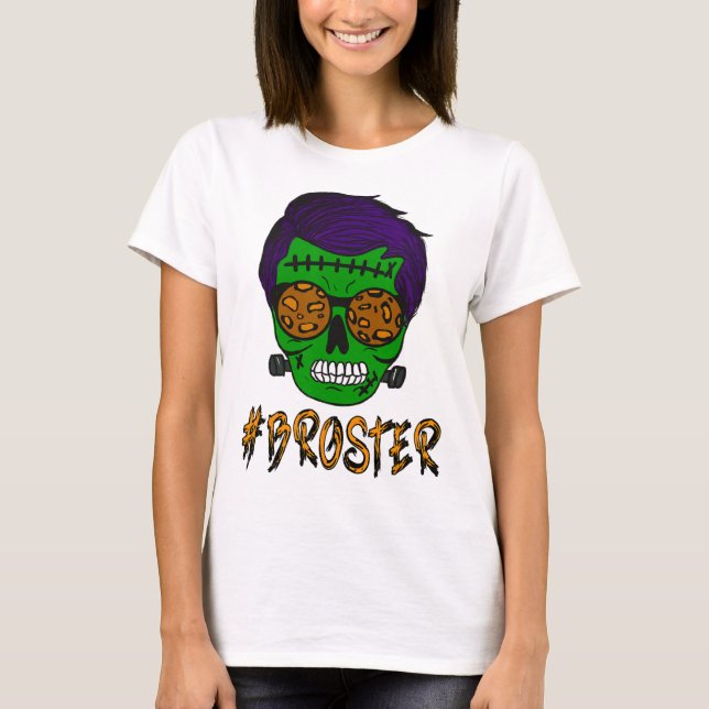 Monster Skull Broster Halloween Matching F T Shirt (Framsida)