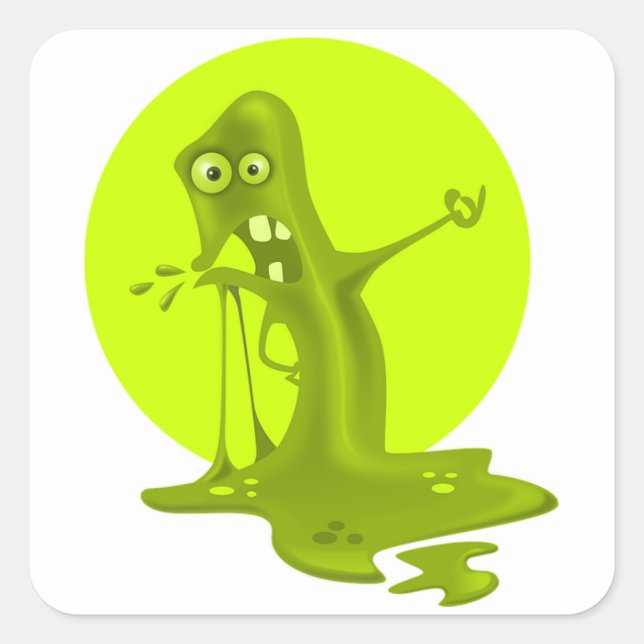 Monster Slime Fyrkantigt Klistermärke (Framsida)