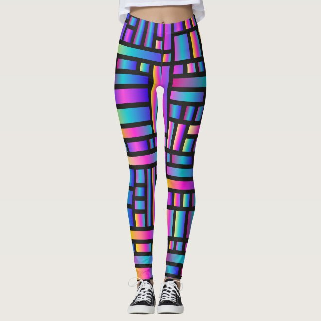 Mönster Snyggt Modern-Mode Geometric Tartan Leggings (Framsida)