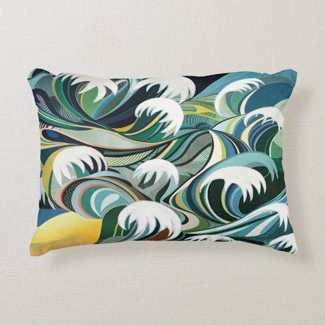 Mönster som är inspirerat av havet prydnadskudde (Framsidan)