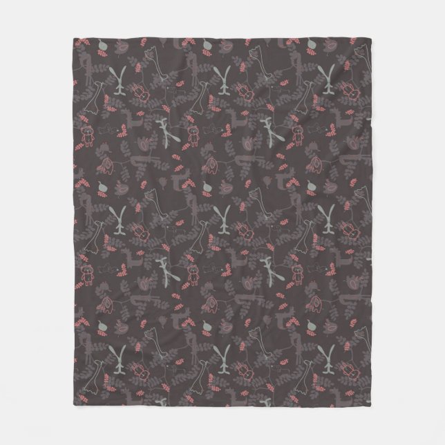 mönster som visar baby djur 1 fleecefilt (Framsidan)