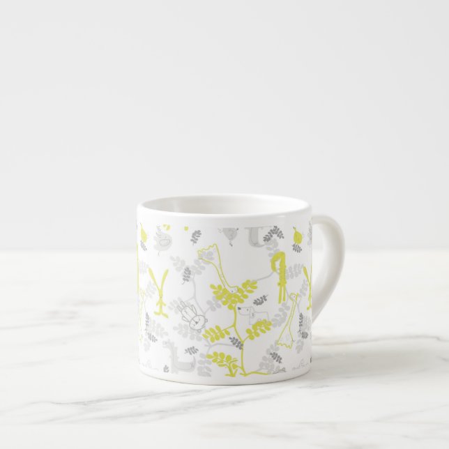 mönster som visar baby djur 2 espressomugg (Framsida höger)