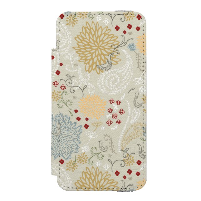 mönster som visar den lockiga trädgården incipio iPhone wallet skal (Folio Framsidan)