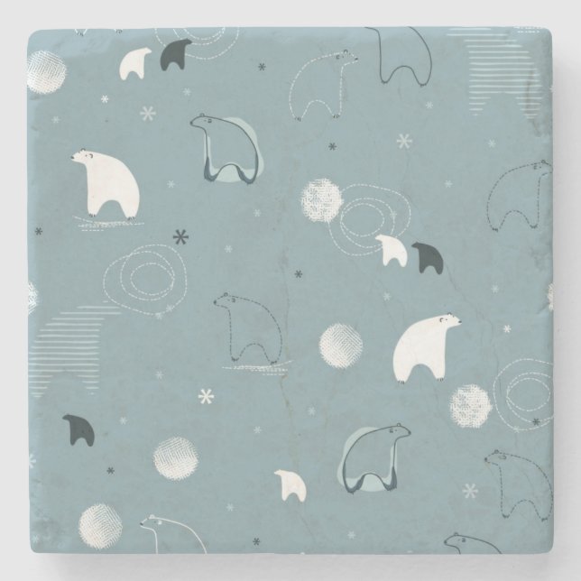 mönster som visar en gullig polar underlägg sten (Framsidan)