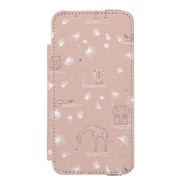 mönster som visar gulliga bebisdjungeldjur incipio iPhone wallet skal (Folio Framsidan)