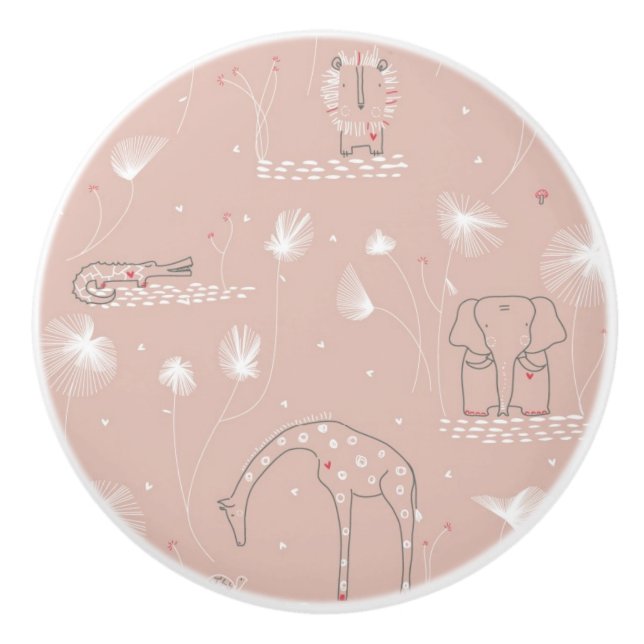 mönster som visar gulliga bebisdjungeldjur knopp (Framsidan)