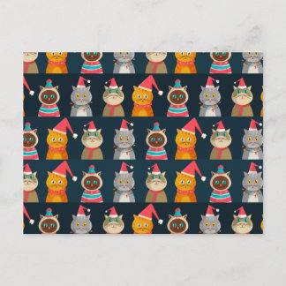 Mönster söt kattjul, julafton vykort