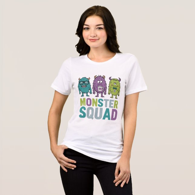 Monster Squad Funny Cute Halloween Womens Tshirts (Framsida Full)