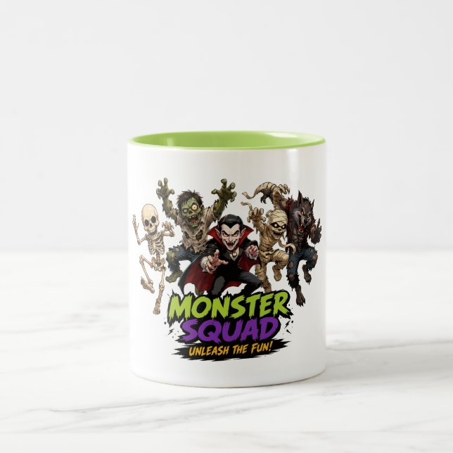 Monster Squad Halloween-figurer Rolig design Två-Tonad Mugg (Center)