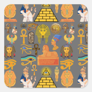 Mönster Symbol Ancient Egyptian Hieroglyphic Fyrkantigt Klistermärke