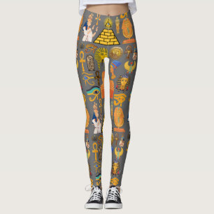 Mönster Symbol Ancient Egyptian Hieroglyphic Leggings