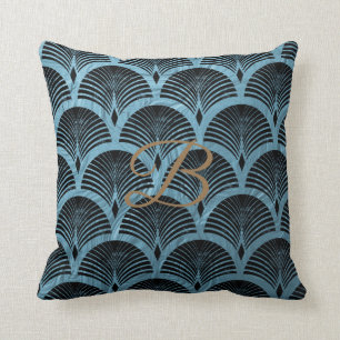 mönster, teal konst deo fläkt,teal,art deco,meta kudde