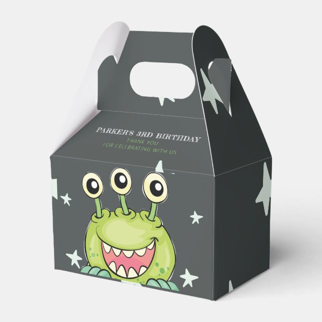 Monster Theme Birthday Presentaskar (Framsidan Sidan)