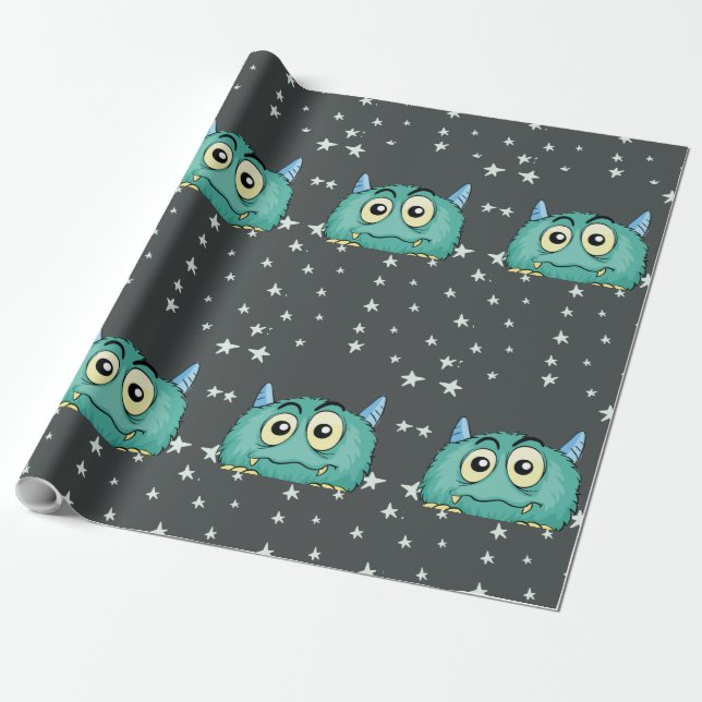 Monster Theme Birthday Presentpapper (Utrullad)