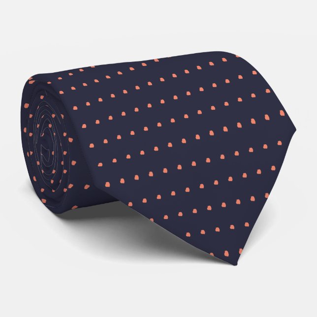 Mönster Tie, Tie, Polka dots, marin och korall Slips (Rullad)
