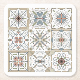 Mönster Tile Mosaic Underlägg Papper Kvadrat