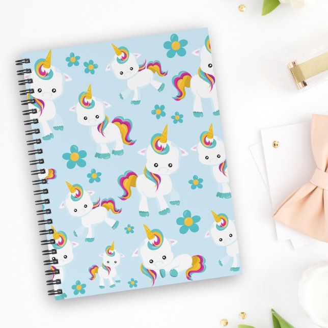 Mönster till Unicorns, Cute Unicorns, Flowers Anteckningsbok (Skapare uppladdad)