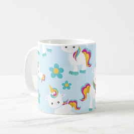 Mönster till Unicorns, Cute Unicorns, Flowers Kaffemugg