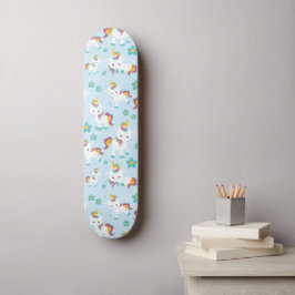 Mönster till Unicorns, Cute Unicorns, Flowers Mini Skateboard Bräda 18,5 Cm