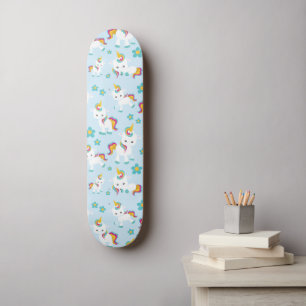 Mönster till Unicorns, Cute Unicorns, Flowers Mini Skateboard Bräda 18,5 Cm