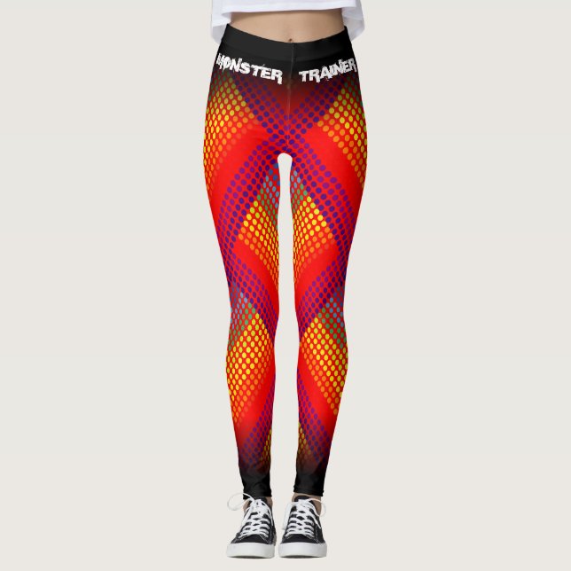 Monster Trainer Fire Red/Black Leggings (Framsida)