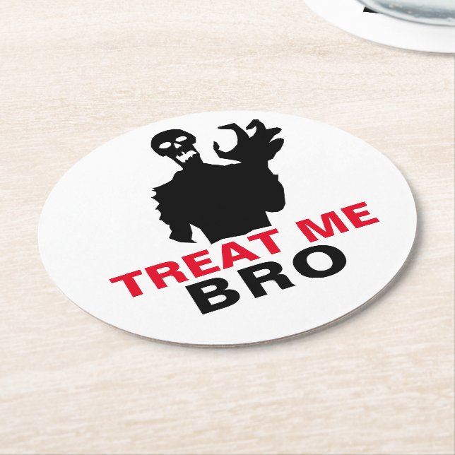 Monster Treat Me Bro roligt Halloween anpassade Underlägg Papper Rund (Vinklad)